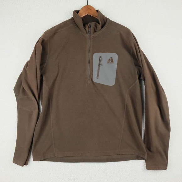 Eddie Bauer First Accent Sweater Mens Large Brown Half Zip Fleece Lightweight - Picture 1 of 9